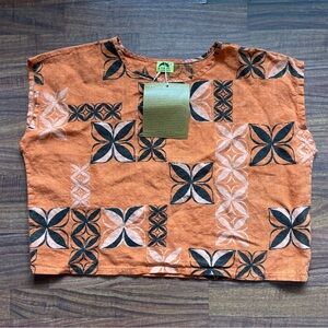 Kealopiko Orange Motifs Top